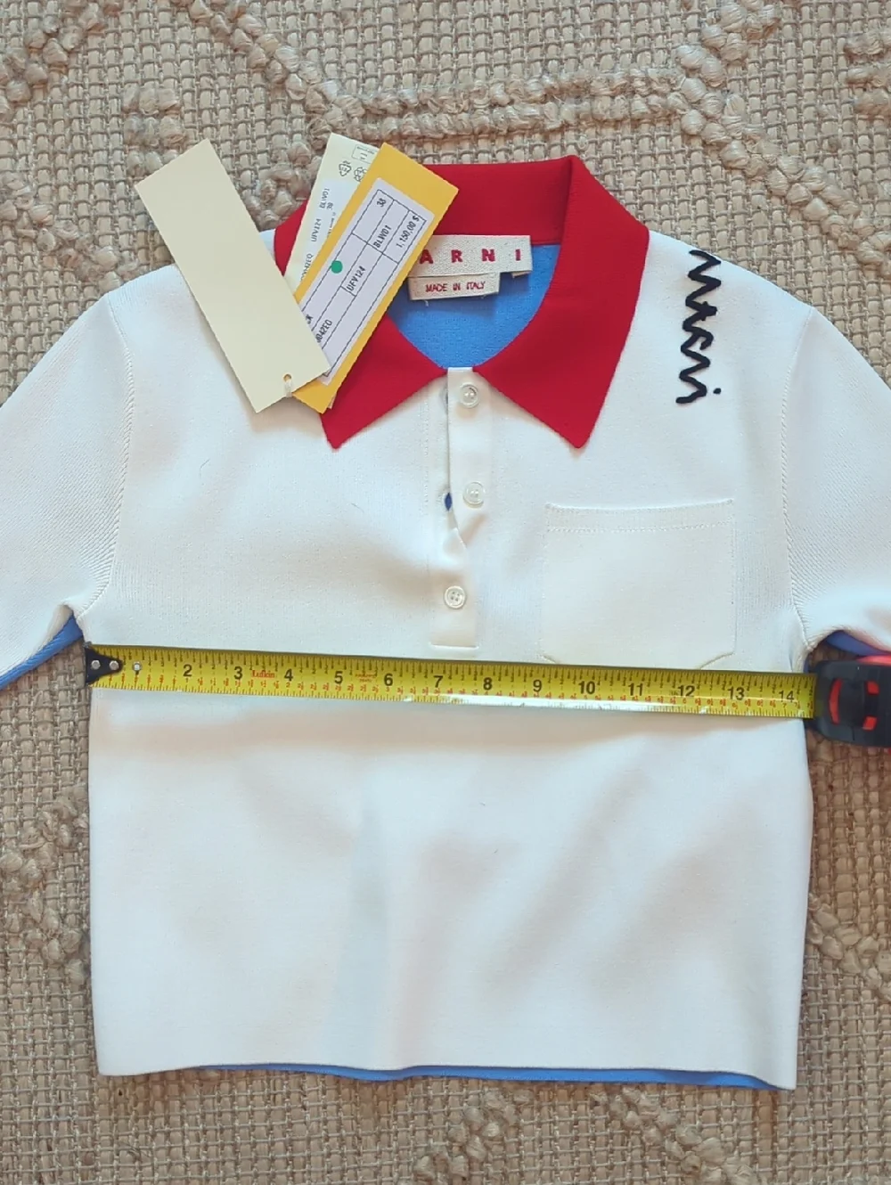 NWT Marni Technical Viscose Contrast Polo Knit Top Blue Red Size XS IT 38 - Picture 6 of 7